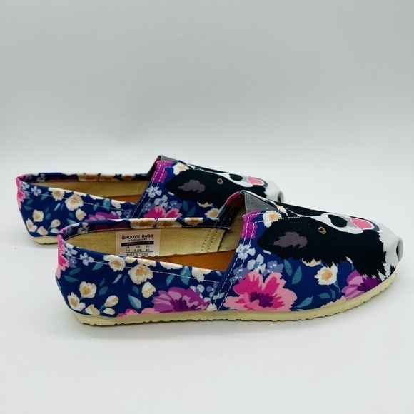 GROVE BAGS WOMENS FLAT SLIP ON SHOES WITH DOG/FLORAL DESIGN SIZE 7 NWOT - Picture 6 of 9